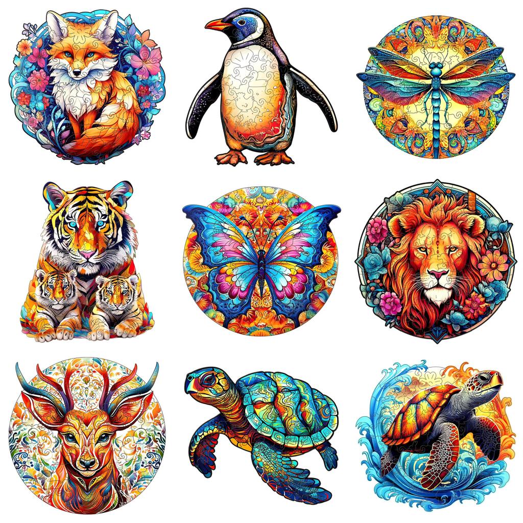 Wooden Animal Puzzle Game With Interlocking Pieces For Kids And Collectors