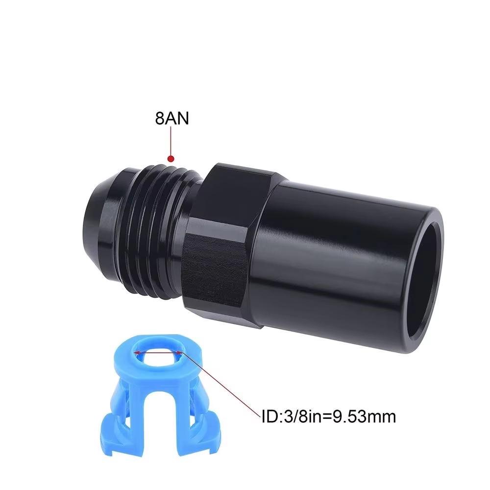 6AN 8AN Male To 3/8" SAE Quick Disconnect Male Push On EFI Fitting Adapter Aluminum Black TF-1041