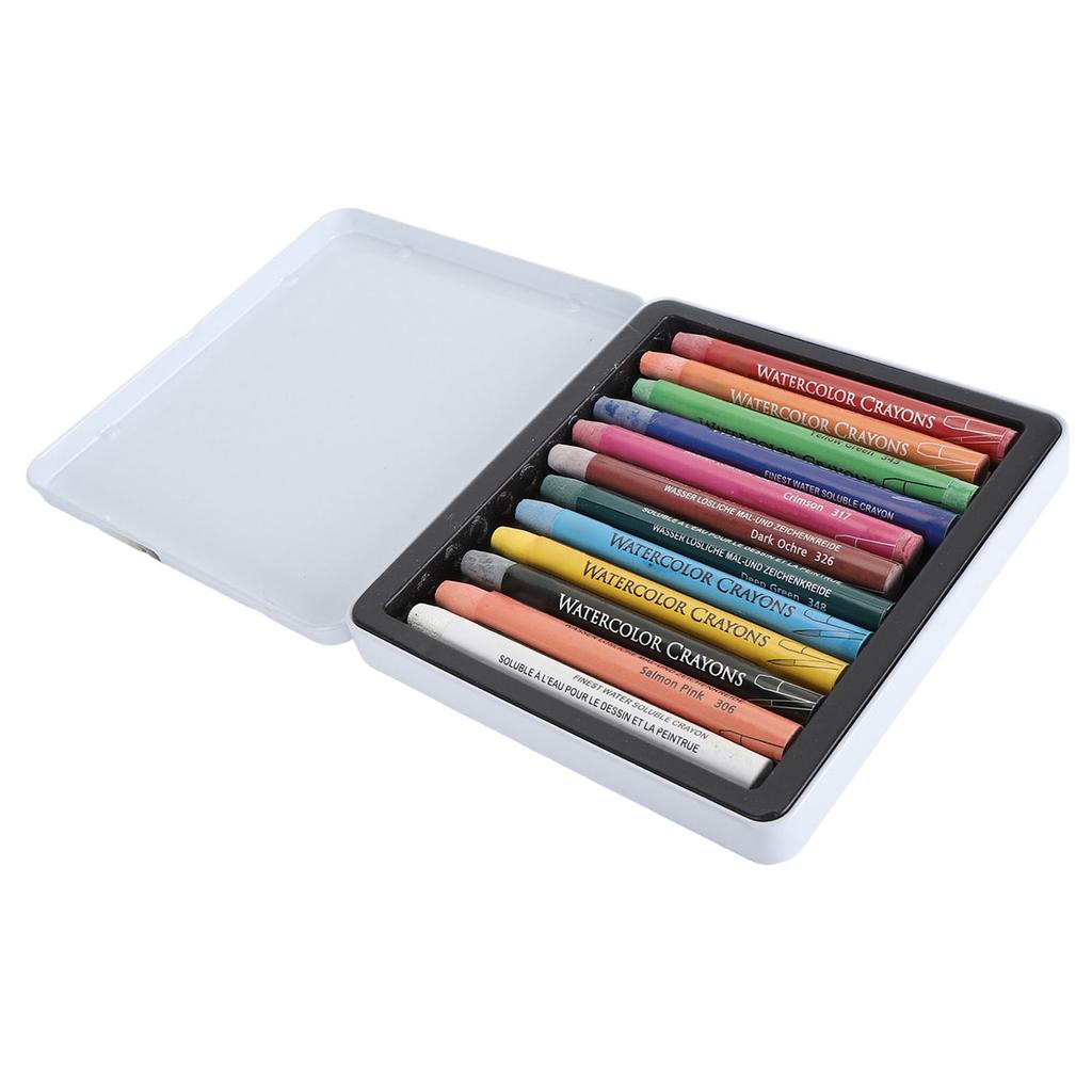 Art Watercolor Crayon Set Portable Professional Silky Watercolor Crayon Sticks for Papers 12 Colors