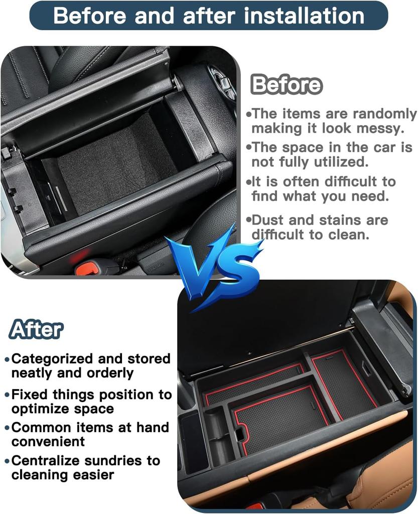 Console Organizer for 2022-2026 Lexus NX/RZ Accessories Armrest Storage Tray Black ABS High Quality Easy Install Space Saving