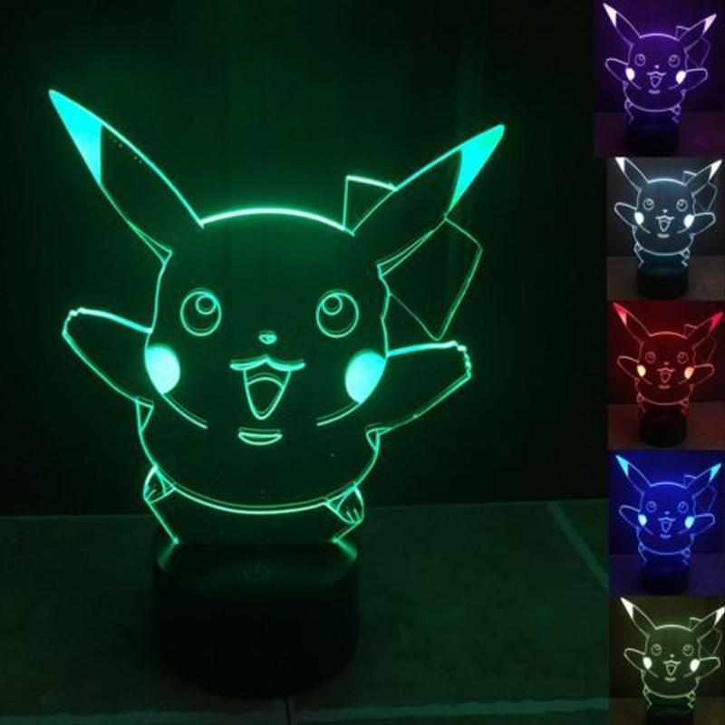 

3D Пикачу Светодиодный Ночник 7 Цветов Модель Декор Детские Подарки День Рождения