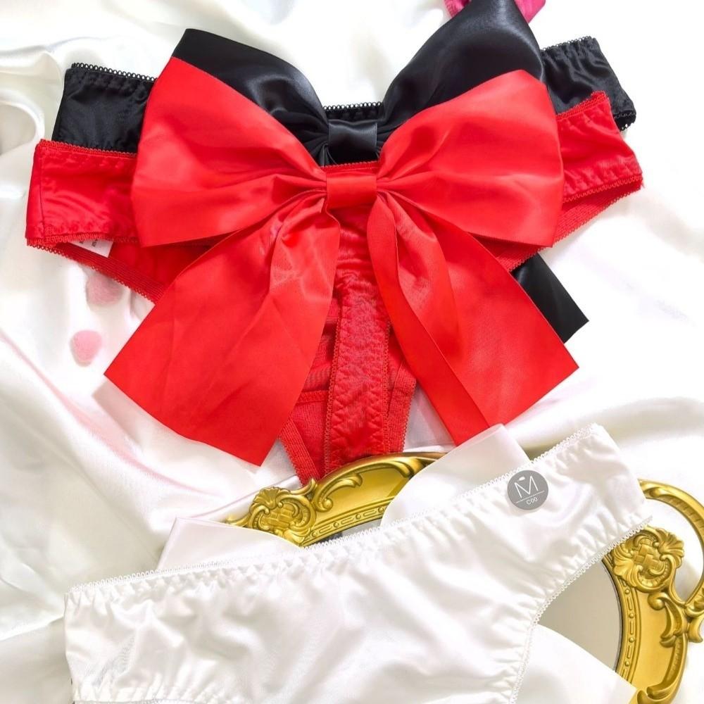Underwear Bowknot Briefs Women Traceless Big Bow Underpants Cute Bow Ice Silk Panties  Ladies
