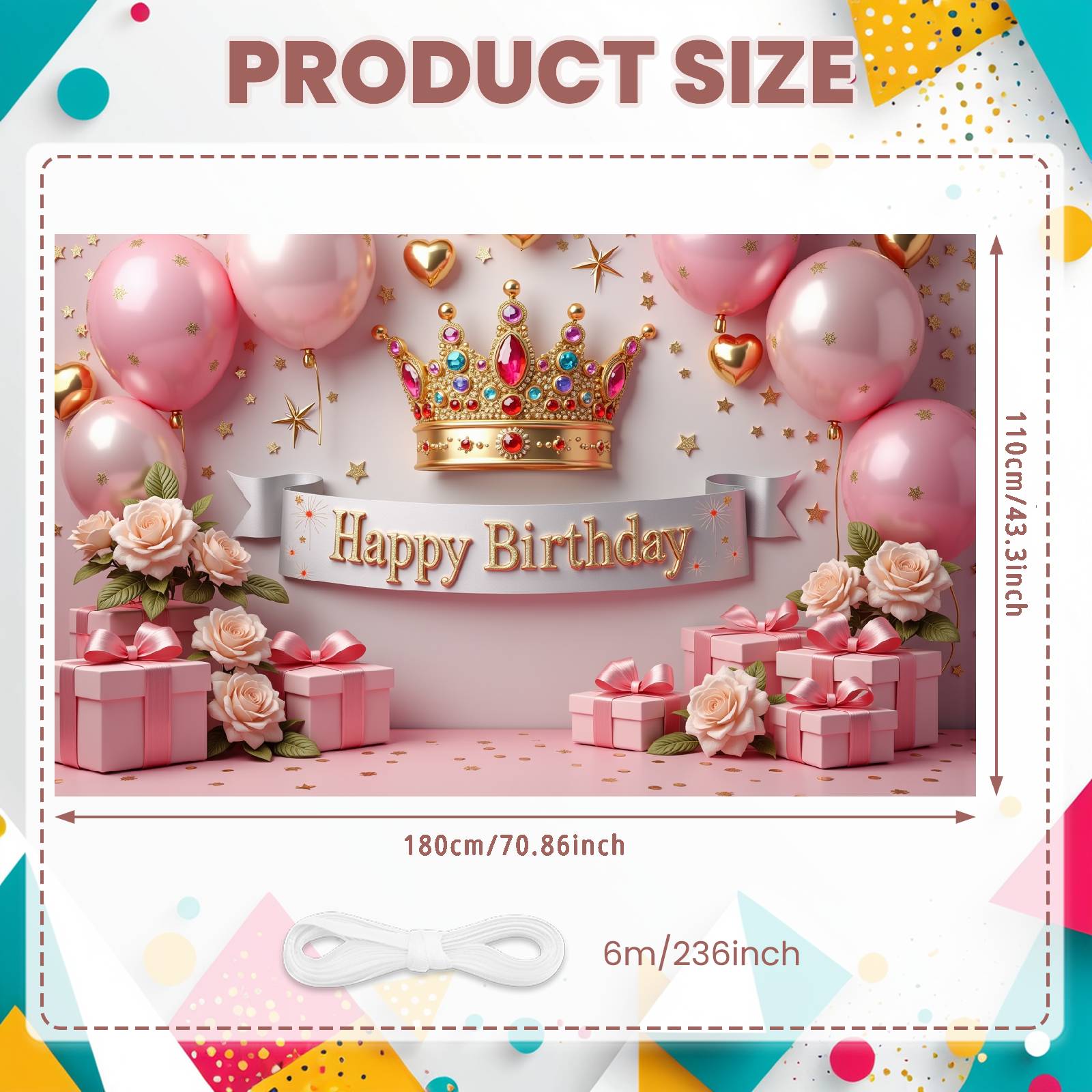 

Birthday Celebration Display Pink Theme Luxury Birthday Banner Princess Birthday Backdrop Luxury
