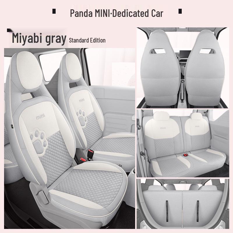 Panda Mini Linen Full Coverage Car Seat Cushion for All Seasons