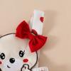 Autumn & Winter Baby Girl Bodysuit Set: Long Sleeve Red Romper, Bear Doll Overalls, Headband