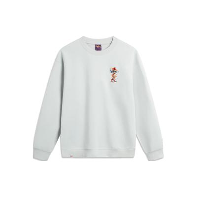 Li Ning Seria Lifestyle Sportowy Wzór Haftowany Antystatyczna Luźna Bluza Pulowerowa Unisex bluza River-Stone-Gray AWDU051-4