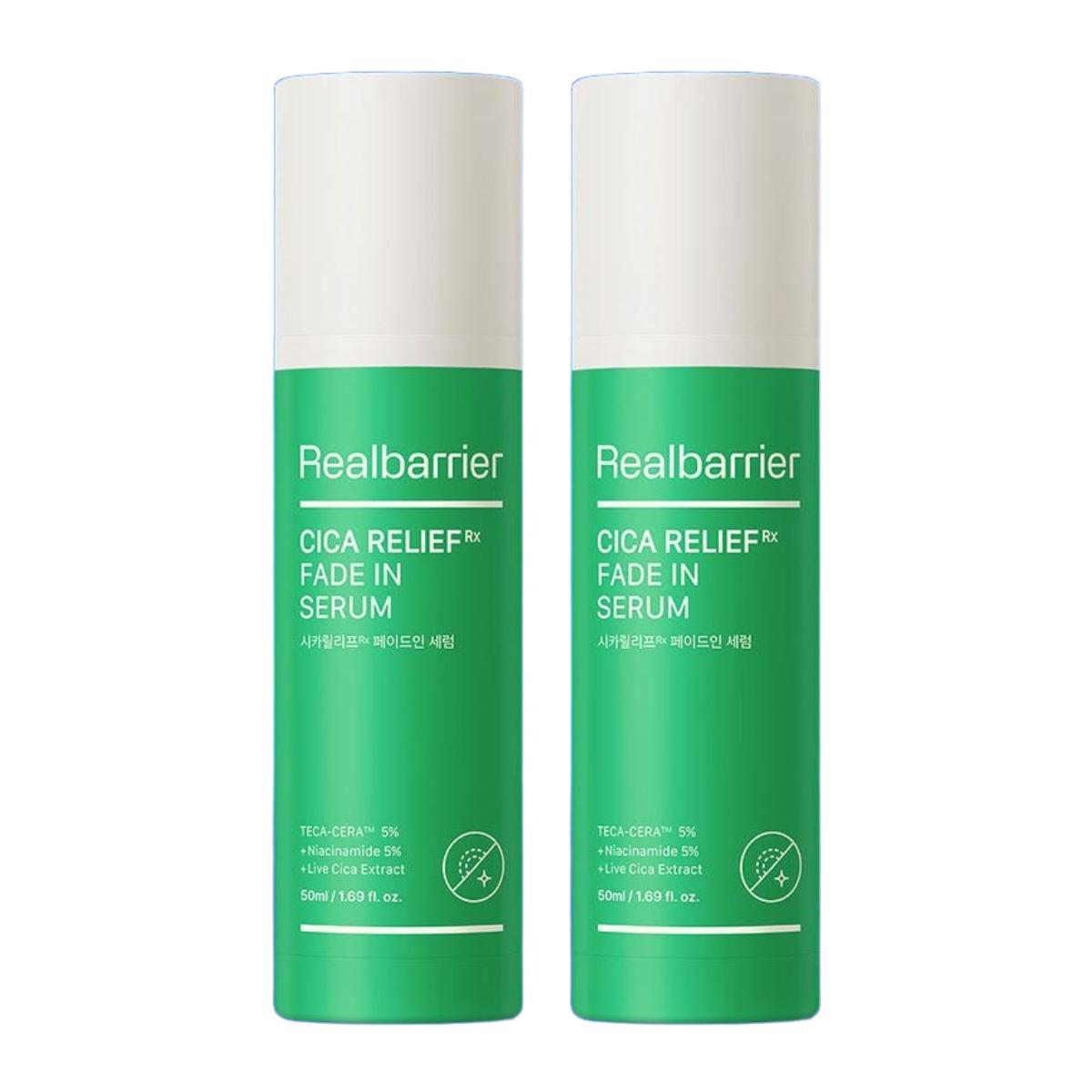 

Real Barrier Cica Relief RX Сыворотка для осветления пятен Успокаивающая и уход за несовершенствами Двойная упаковка (50 мл х 2 шт.)