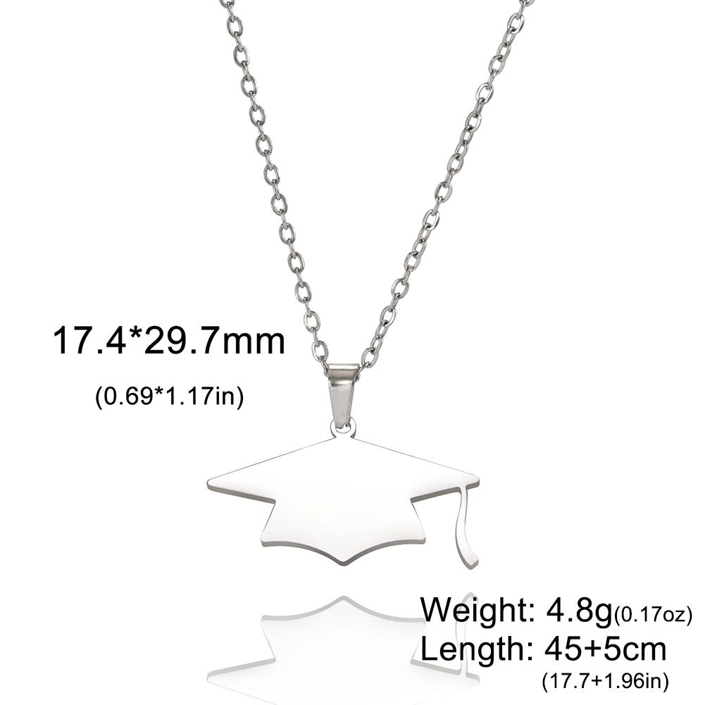 Lucktune Graduate Hat Pendant Necklace Stainless Steel Women Men Bachelor Cap Necklace School Graduation Jewelry Students Gift