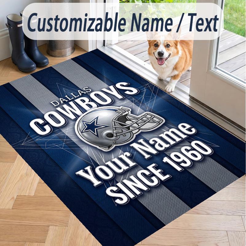 Custom Text Printed Rug Dallas Cowboys Non Slip Floor Carpet For Home Room Decor