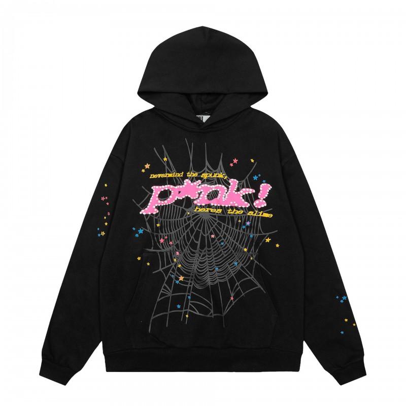 Felpa Sp5der FW23 Unisex Streetwear Pullover Felpa Con Stampa Ragnatela Vestibilità Larga Misto Cotone
