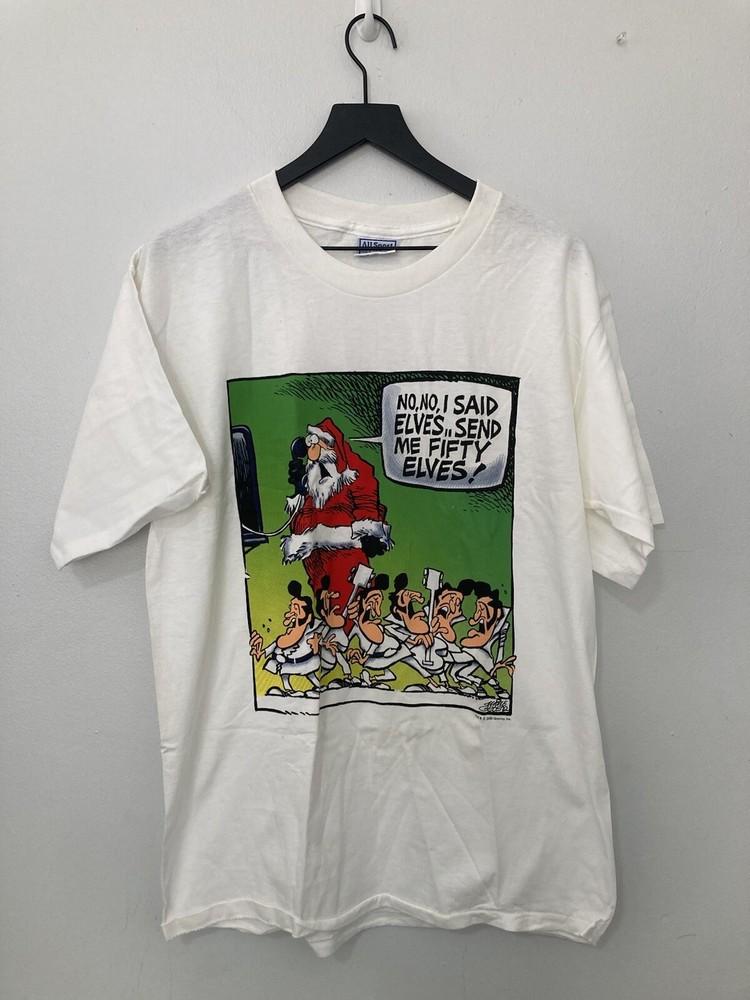 

Vintage Elvis Christmas Shirt Men’s Large 90s Humor Mother Goose amp Grimm Parody Unisex T-Shirt XL