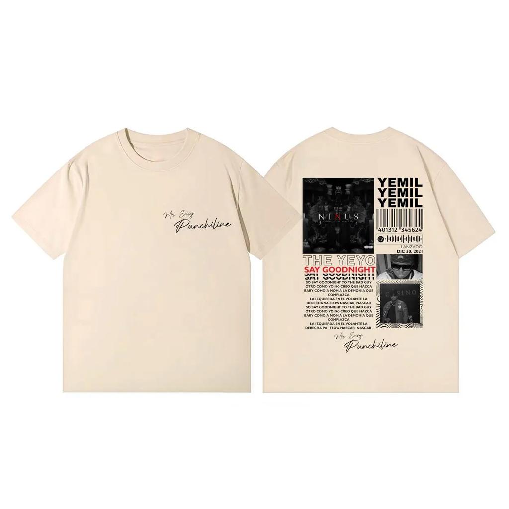 Hochwertiges Baumwoll Oversized T-Shirt Rapper Yemil Album Merch T-Shirts Unisex Damenmode Hip Hop Vintage Kurzarm T-Shirt