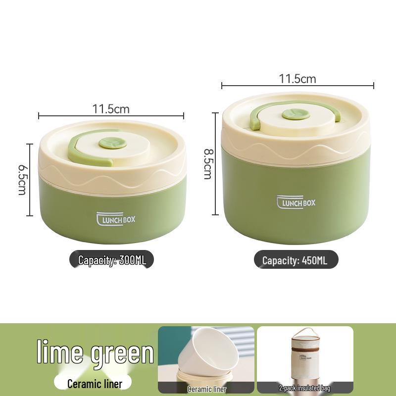Microwaveable Insulated Ceramic Bento Lunch Box - Portable, Multi-Layer for Students and Office Workers