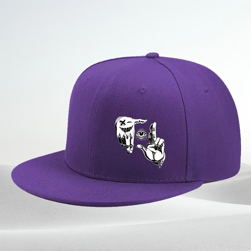 Fashionable Street Style Cool Open Hands Eyes Pattern Printed Baseball Cap Flat Brim Hat