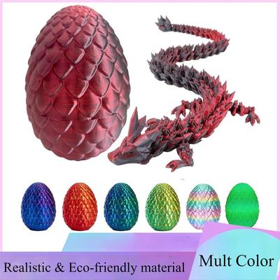Oeuf de Dragon Imprimé en 3D avec Dragon Entièrement Articulé Modèle Dragon Mobile Rotatif Articulé Ornement de Bureau Jouet pour Enfant