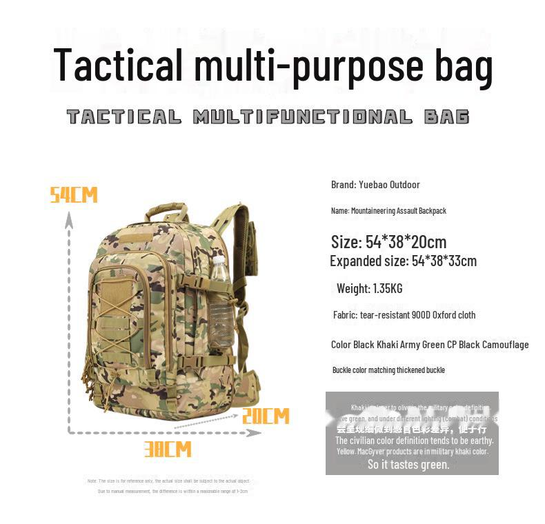 Herrarnas 60L Utbyggbara Taktiska Bergsklättringsryggsäck - Andningsbar & Stor Kapacitet