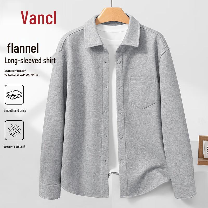 VANCL Men's Winter Flannel Thickened Long-Sleeve Shirt