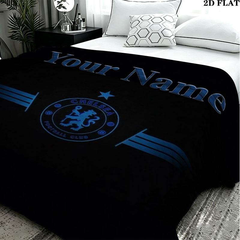 1PC Chelsea F Custom Name Patterned Flannel Blanket Suitable For All Seasons for Home Decor Warmth and Comfort Gifts Holiday Present
