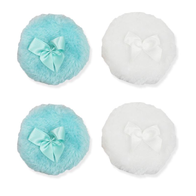 Plush Makeup Puffs Professional Bowknot Round Cosmetic Soft Fluffy Loose Powder Puff Cute Bow Sponge Foundation Makeup Beauty