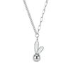STMN09 Cute Fashion Gold Plated White Shell Bunny Ball Pendant Necklace Mixed Chain for Women 304 Stainless Steel Jewelry