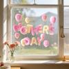 Muttertag Fensteraufkleber Wasserdicht Rosa Herzen Ballons Dekorativer Aufkleber Statische Glasaufkleber für Zuhause Büro Geschäft Glastür Fenster
