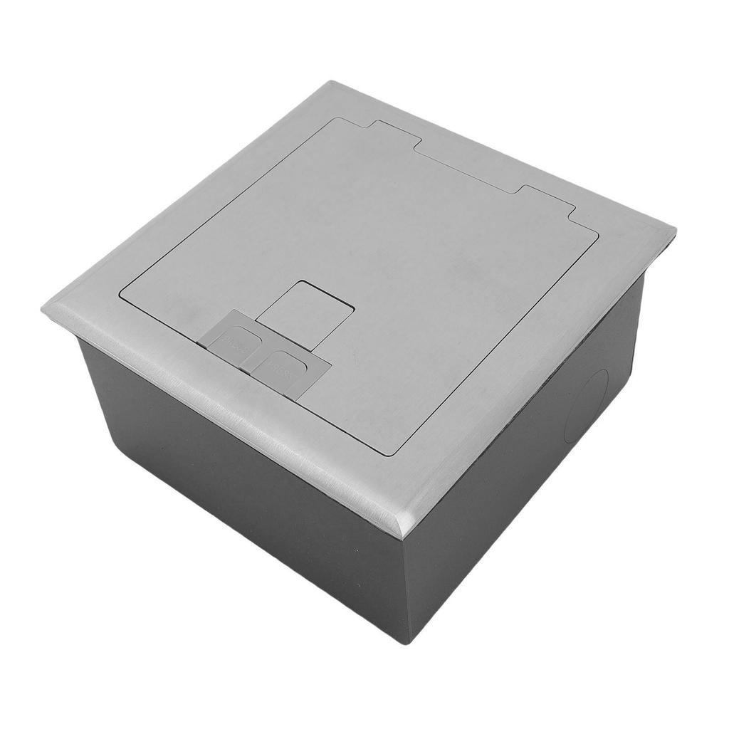 Recessed Floor Socket Double 3 Prong Outlets Electrical Receptacle Stainless Steel Box Kit Silver