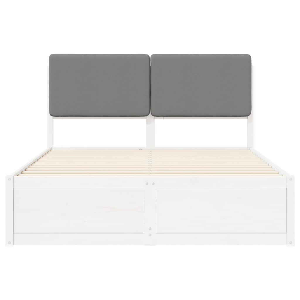 Bed Frame with Upholstered Headboard Light Grey 135 x 190 cm