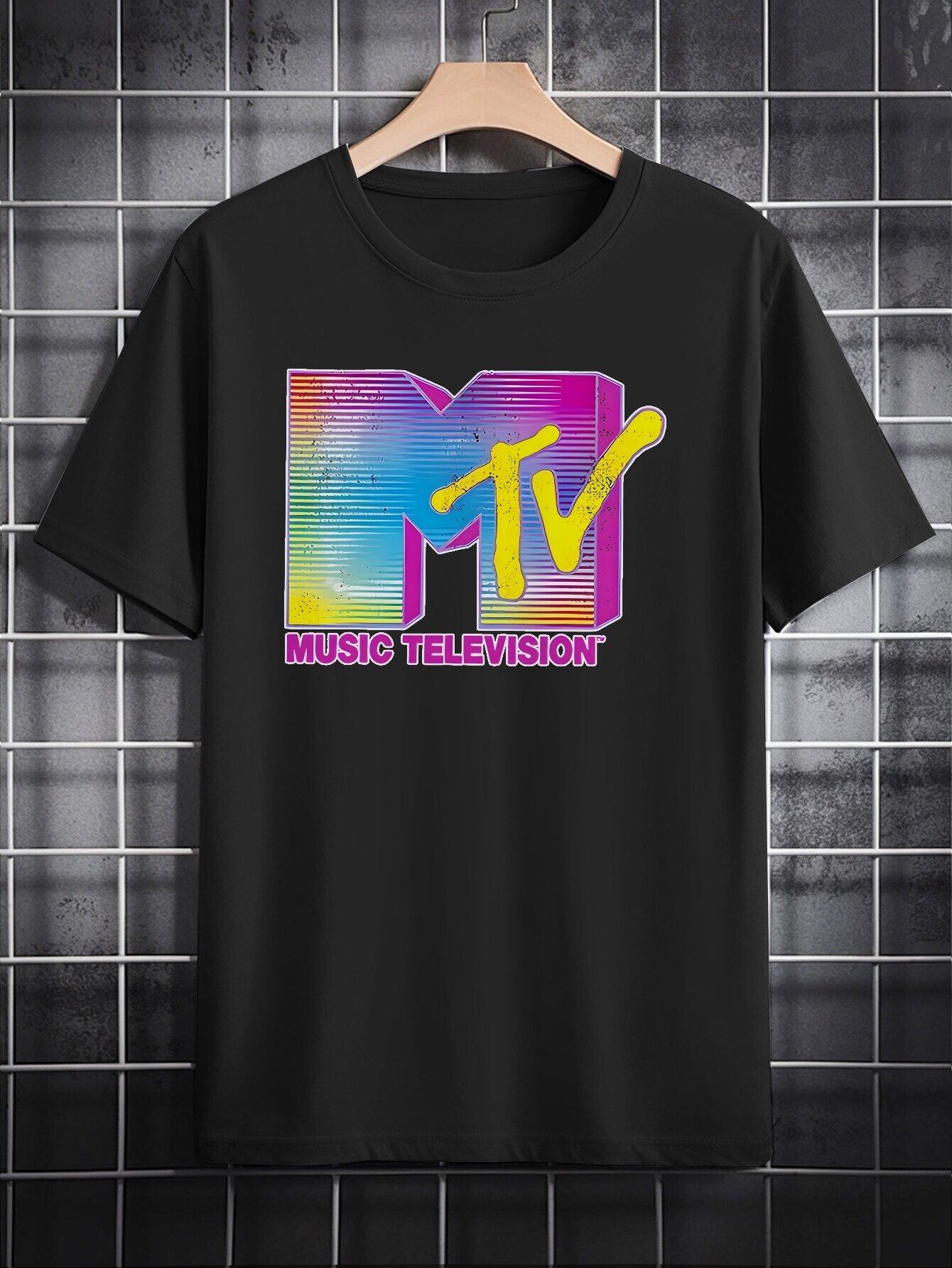 Casual Round Neck T-shirt with Vibrant 3D MTV Logo Print M