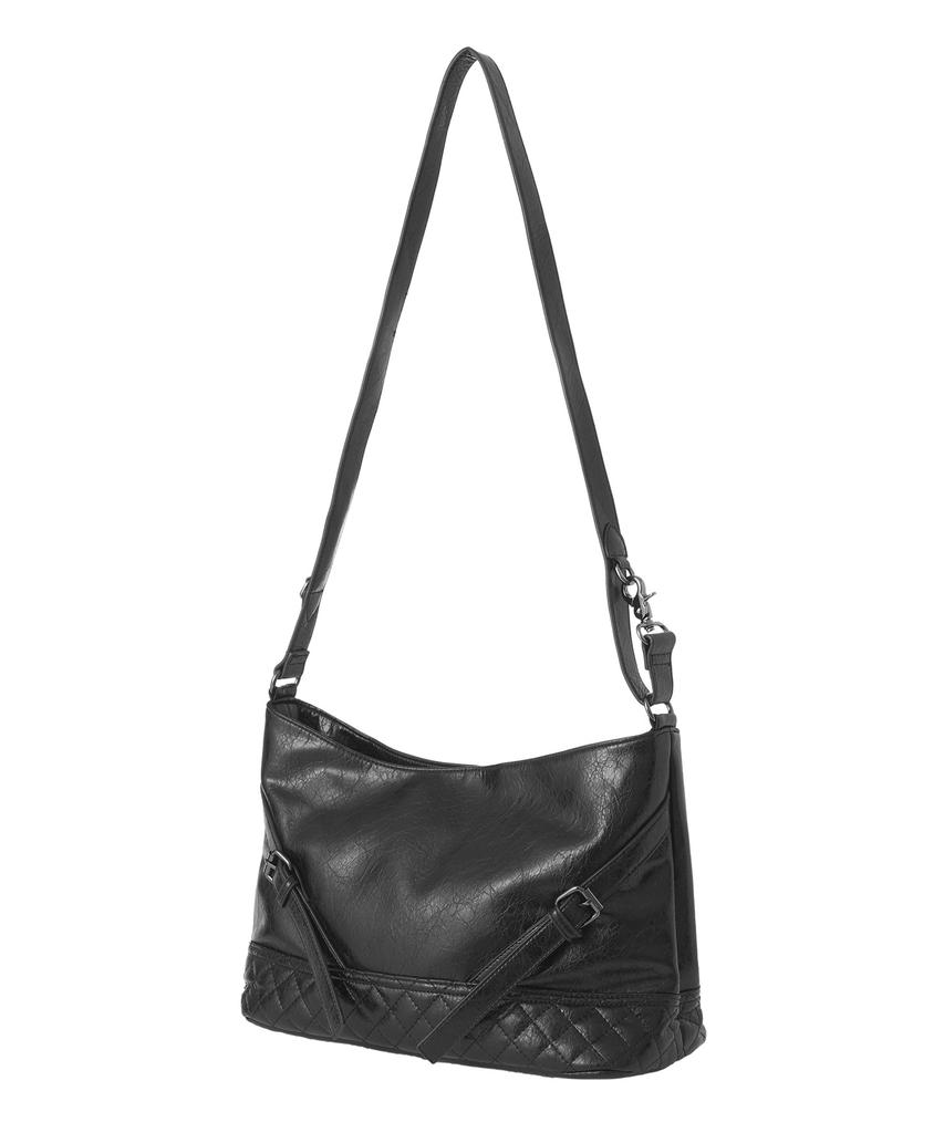 Zeroplanet Leather Buckle Shoulder Bag [Black]