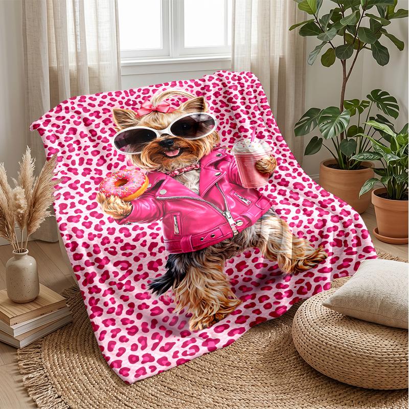 Fashionable Dog Crowd Theme blanket Lightweight Warm Flannel Blanket Decorative Throw Blanket for Home Decoration