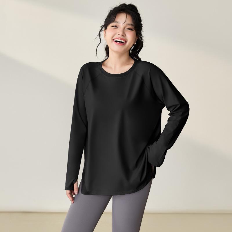 

Plus Size Women s Quick Dry Long Sleeve Sports Top Yoga Running Cover-up Slimming Fitness Wear L (recommended 60-68kg)