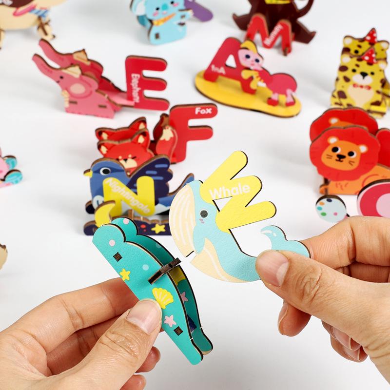 3D Cartoon Animal Puzzle: Infant Early Education Toy with 26 English Letters