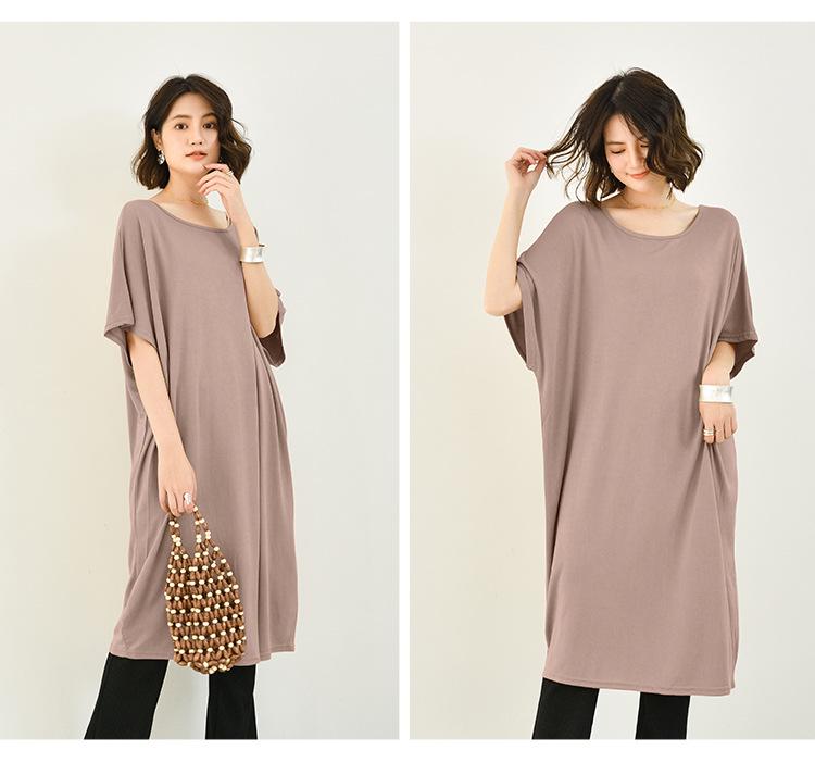 Women's Spring/Summer Modal Nightdress - Loose, Trendy, Short Sleeve, Cotton, Maternity Long Skirt