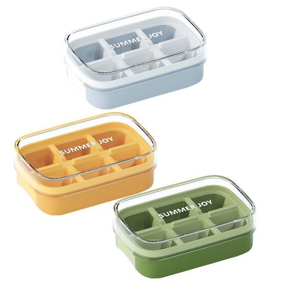 Ice Cube Mold with Sealed Lid 6 Cavity Push-Type Design No Spill Stackable Ice Tray for Pure Odor-Free Easy-Release Reusable