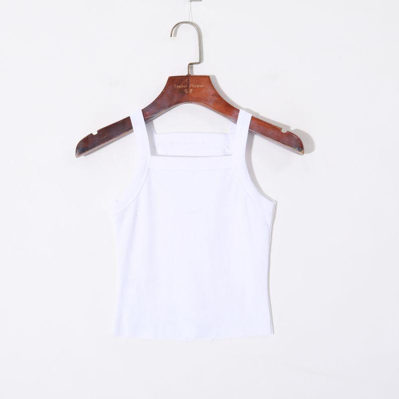 2025 Summer Women's Clothing K-style Minimalist Pure Color Elegance Square Collar Pullover Sleeveless Silm Stretch Plaid Short Vest