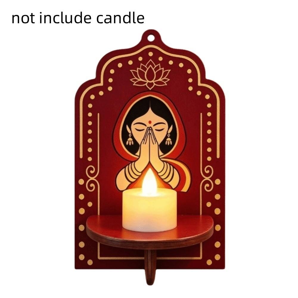 India Pray Girl Wall Storage Rack Lotus Flower Wall Display Stand Decorative Wall Decor Home
