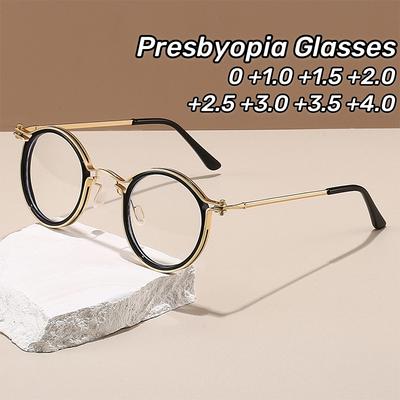 Nuovi occhiali da vista rotondi retrò classici da uomo, anti luce blu, lenti trasparenti, occhiali da presbiopia, diottrie da 0 a +4,0