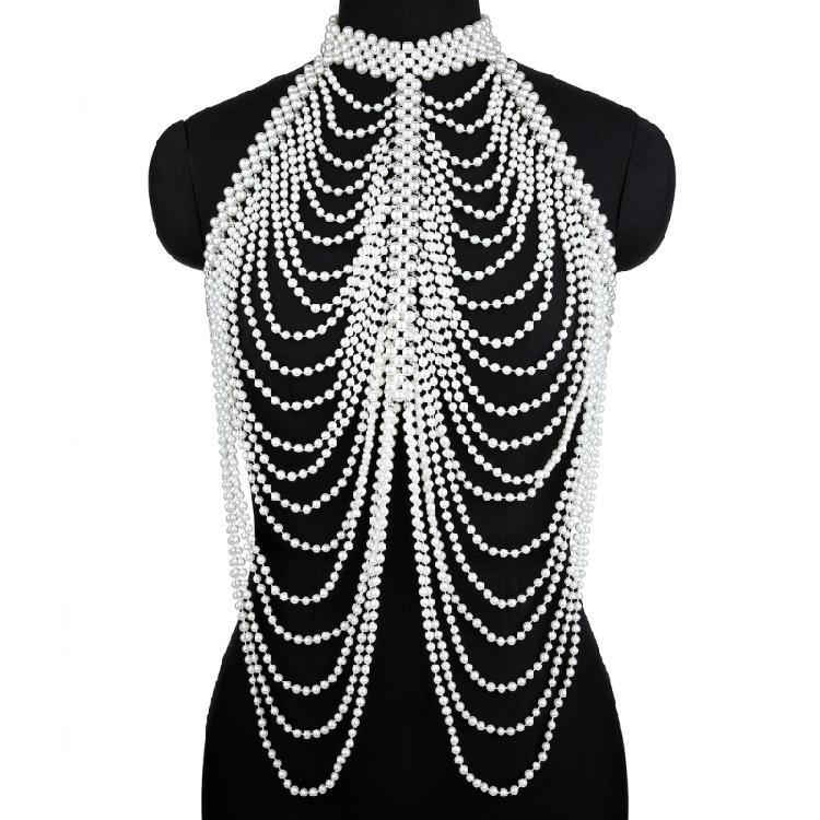 Shoulder Wrap Artificial Pearls Shoulder Chain for Evening Party Night Gown Shawl Body Chain Evening Shoulder Wrap