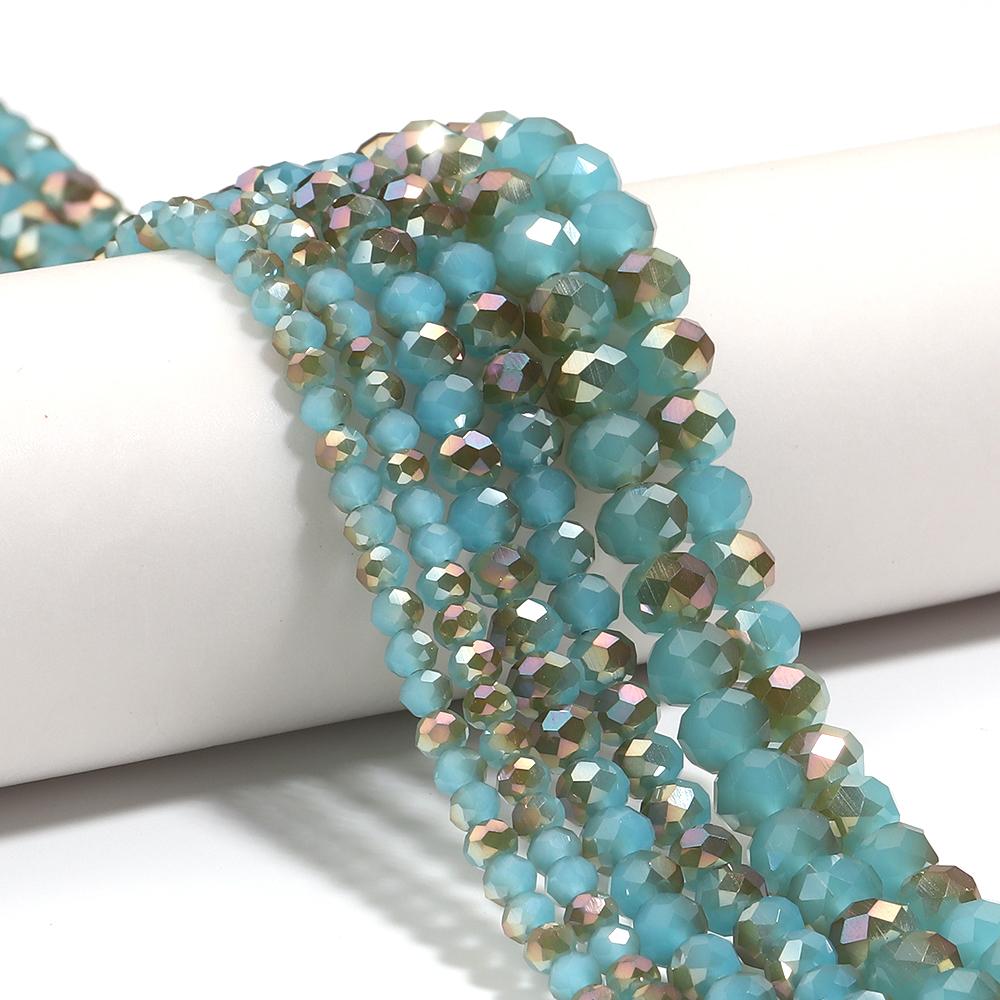 4/6/8mm Faceted Crystal Beads Lake Blue Glass Loose Spacer Beads For Jewelry Making DIY Handmade Bracelet Necklace Accessories