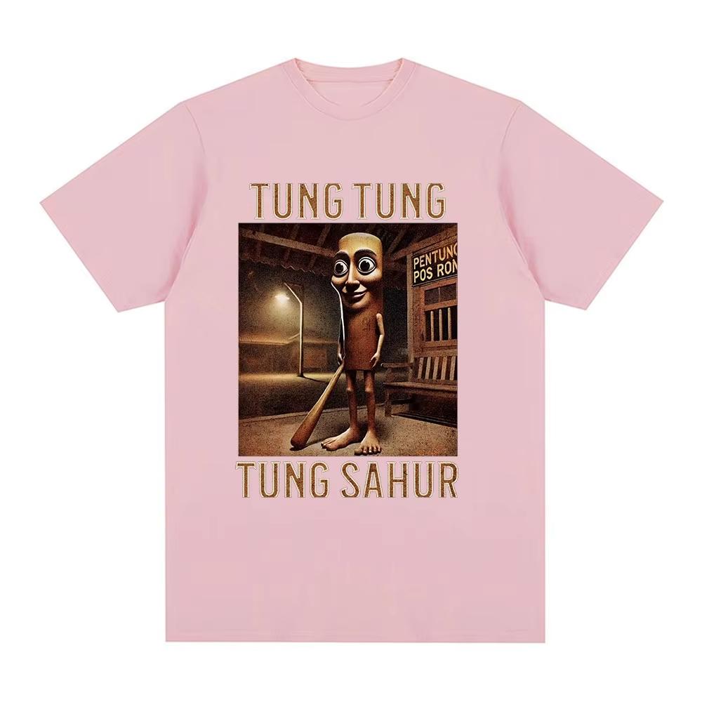 Sommer Tung Tung Tung Sahur Italiensk Hjerneforråtnelse Morsom Meme Menn Kvinner T-skjorte Mote Humor Bomull Kort Ermet Tees Casual Topper