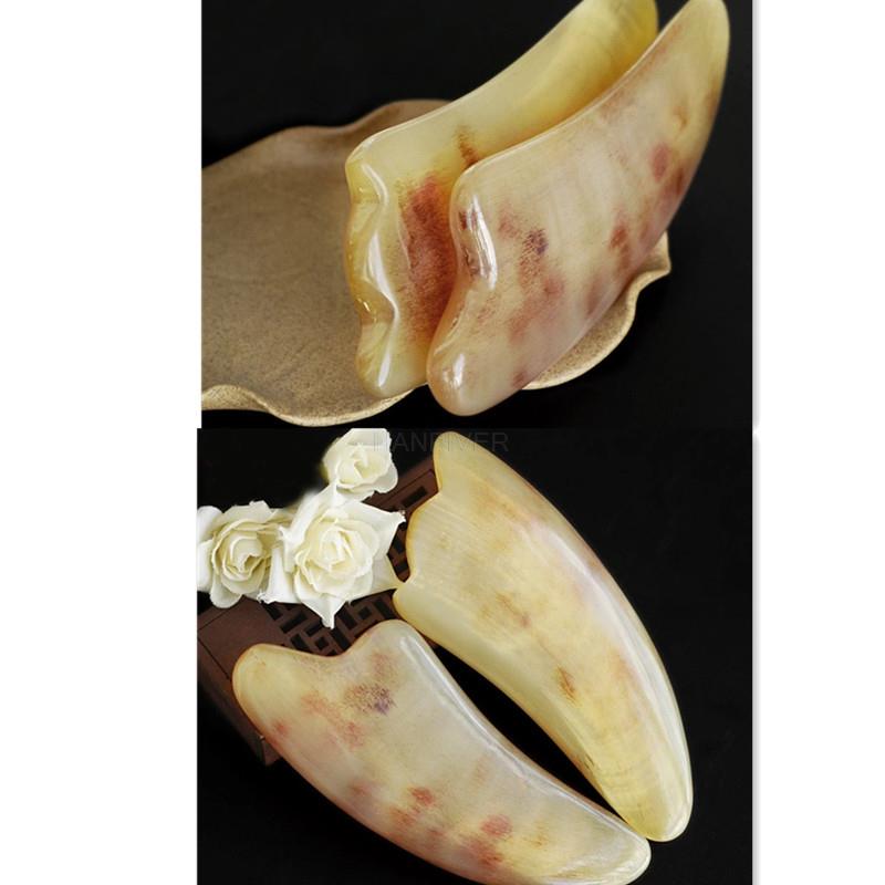 2pcs Nature Sheep Horn Gouache Scraper Acupucnture Therapy Thicker Larger Scrapers Face Massager Back Body Guasha Massage Tool