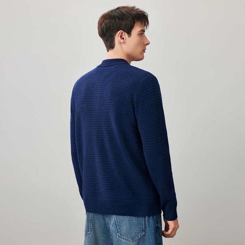 Men's 100% Wool Thick Round Neck Cardigan