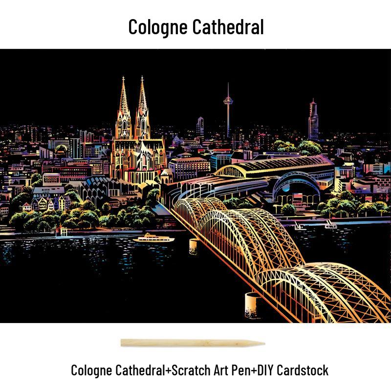 City Night View Scratch Art – DIY Kreatives Handgemachtes Malen Geschenk für Beste Freundin