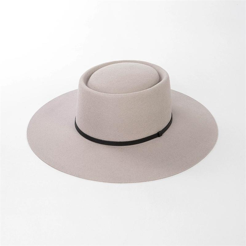 202602-HH2106B ins schick winterlicher Wollfilz 9,5cm Krempe PU-Gürtel Fedora Hut Kappe Herren Damen Freizeit Panama Jazzhut