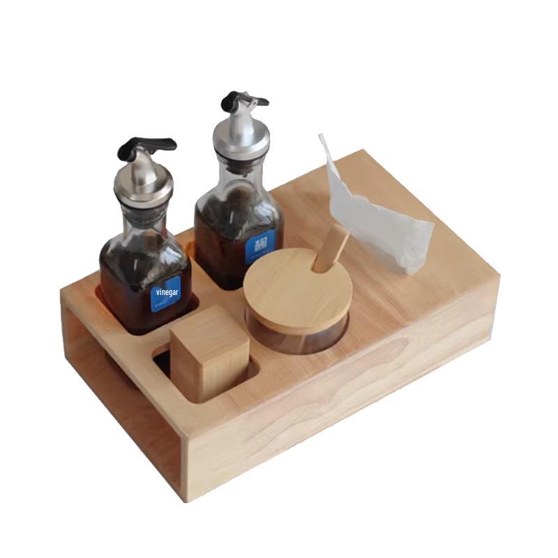 

XINXINGHUASHENG Wooden Base Seasoning & Tissue Set