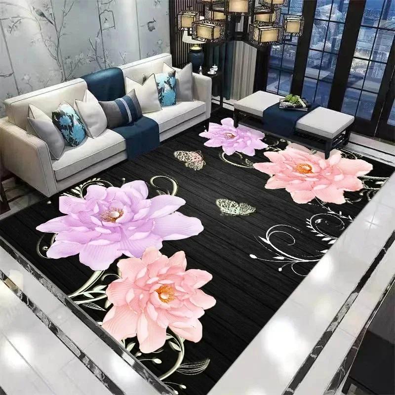 Home Decor Entrance Door Mat Flower Rose Pastoral 3D Print Carpet Living Room Rugs Soft Non-slip Floor Mat Carpet Bedroom Decor