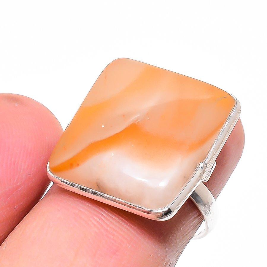 

Natural Carnelian Gemstone 925 Sterling Silver Jewelry Ring Size Adjustable z9L72
