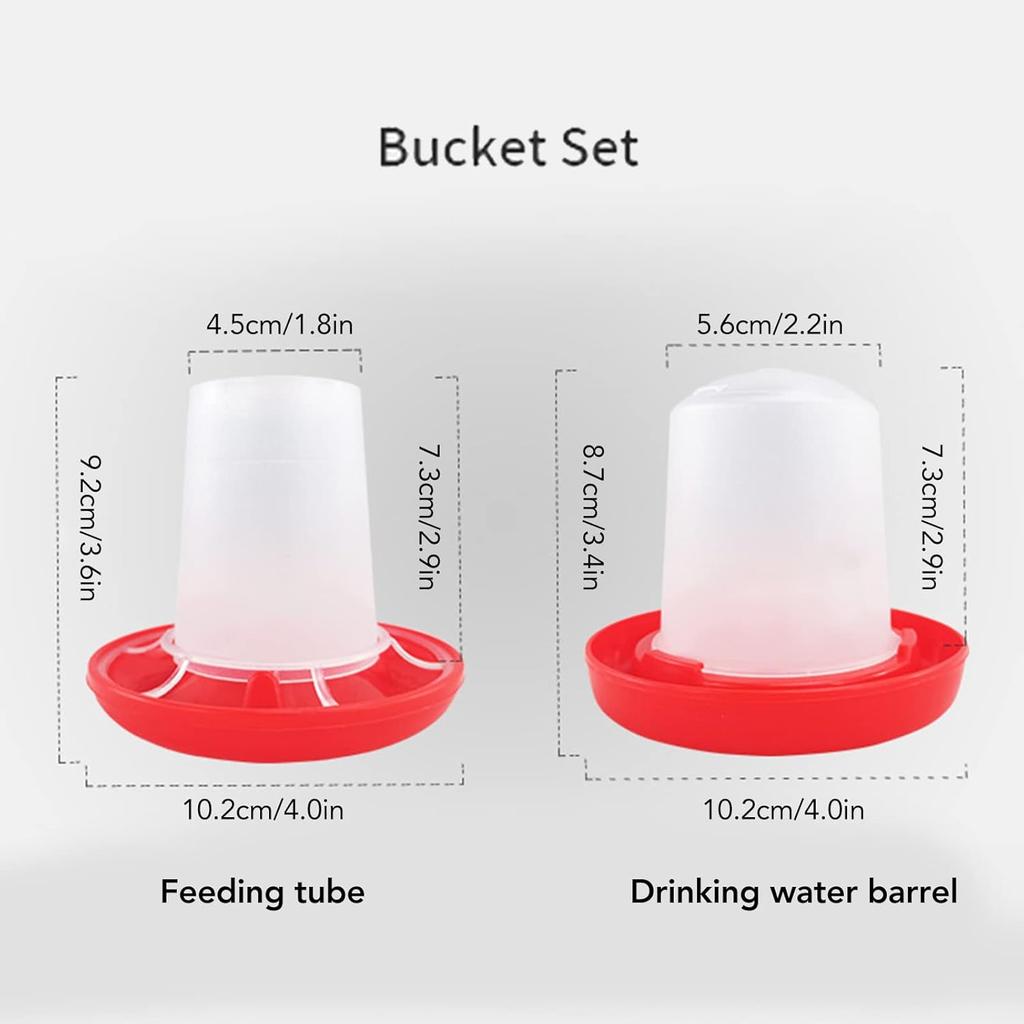 Horoper 2pcs Chick Feeder Quail Feeder and Waterer Kit Automatic Poultry Water Feeder Rotarys Sleeve Design Watering Poultry Feeder and Waterer Combo