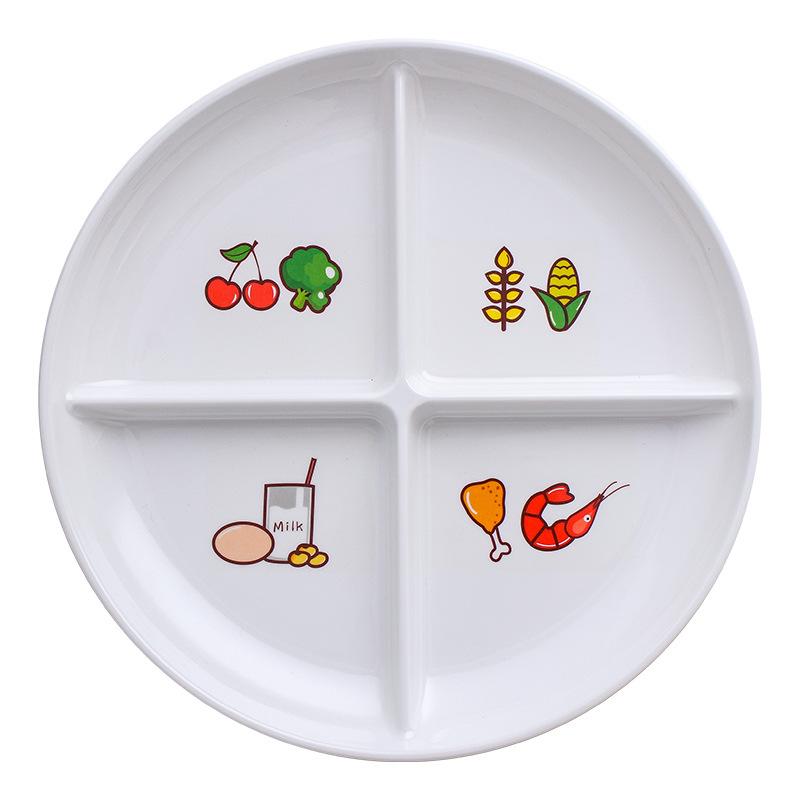 Commercial Divided Dining Plate Imitation Porcelain Melamine Tableware