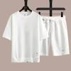 Summer Men's Fashion Fashion Fashion Brand Casual Sports Set Round Neck Loose Short Sleeve Shorts